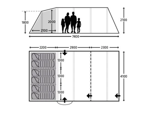 Kampa Tunneltent Croyde 6 - Afbeelding 2