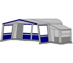 Te Velde Voortent De Vaart Lux 240 Cm Blauw -Outdoor Kampeersportwinkel te velde voortenten met uitbouw en luifel de vaart lux blauw