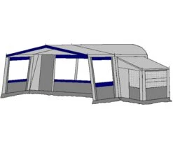 Te Velde Voortent De Vaart Standaard 310 Cm. -Outdoor Kampeersportwinkel te velde voortenten met uitbouw en luifel de vaart standaard blauw33